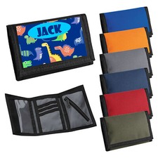 Childs Wallet Personalised Dinosaur Mens Boys Girls Wallet Purse Card Coin