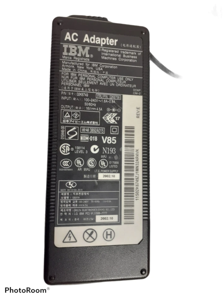 Adaptador de CA original genuino IBM Lenevo Thinkpad 02K6749 para computadora portátil excelente. Foto 2 de 4