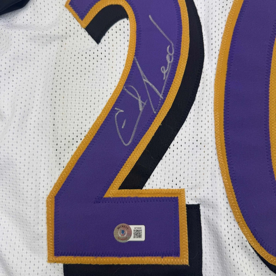 Camiseta de fútbol blanca autografiada/firmada Ed Reed Baltimore Beckett certificado de autenticidad BAS Foto 3 de 4