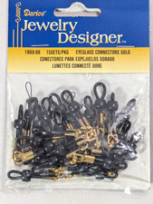 Darice Jewelry Designer Eyeglass Connectors Black Gold Metal Silicone 15 Sets