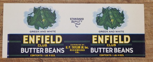 ADVERTISING Label Can Enfield Club Butter Beans Taylor Richmond Virginia - 第 1/1 張圖片