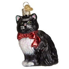 Old World Christmas Glass Ornament, Tuxedo Kitty (With OWC Gift Box)