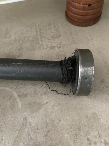 Antique Wooden Mill Wool Spindle Set of 2 Black (*43) - Picture 4 of 6