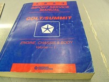 1993 Dodge Colt Eagle Summit Dealer Service Shop Repair Manual