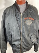 Vtg Harley Davidson Harley Owners Group HOG Satin Bomber Jacket XL Made in USA