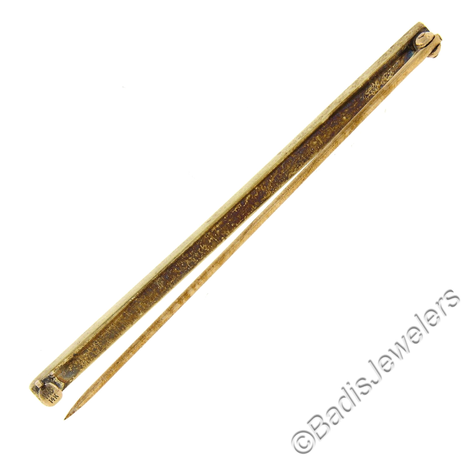 Antique Solid 14K Yellow Gold Rectangular Texture… - image 2