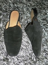  298 Tory Burch Carlotta Black Suede Mule Loafer Slides US Size 6.5
