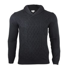 Men's Shawl Neck Winter Knitwear Long Sleeve Regular Fit Light Jumper Sweater
