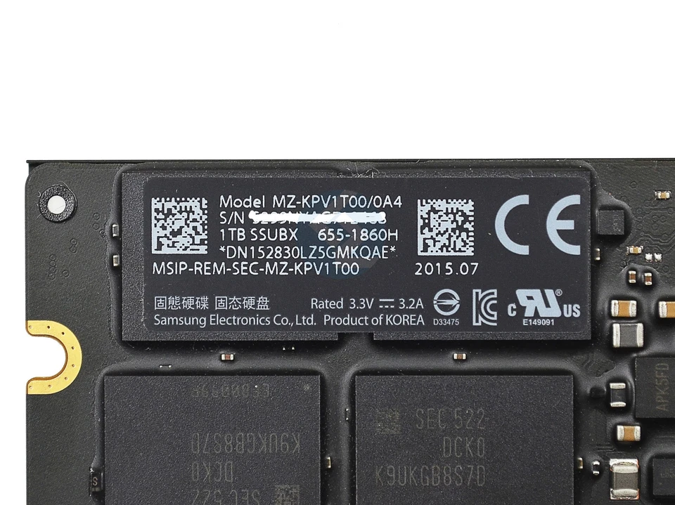 Unidad de estado sólido SSD 1 TB 655-1860H para Mac Pro A1481 2013 MQGG2LL/A Foto 3 de 4