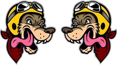 #921 (2) 4'' Wolf's Head Cafe Racer Race Decal Sticker LAMINATED