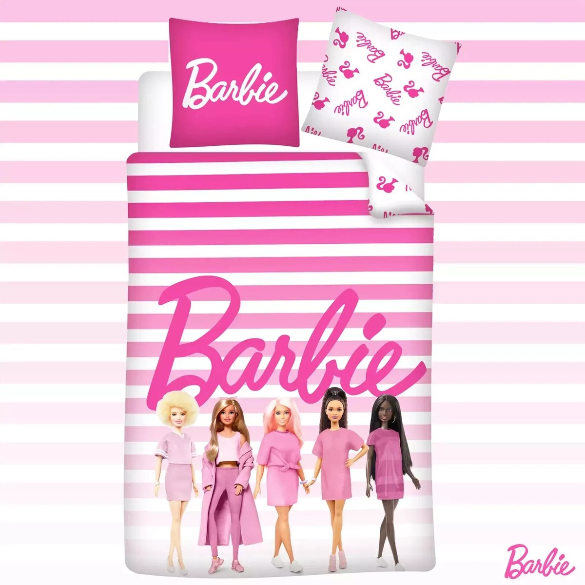 Barbie Official Single Duvet Cover Set Group Design Reversible