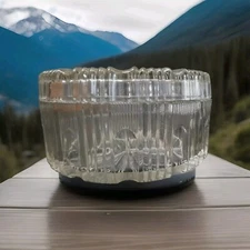 70's Glass Round w/ Lid 3-Section Relish, Candy,  6" Serving Dish Bowl 