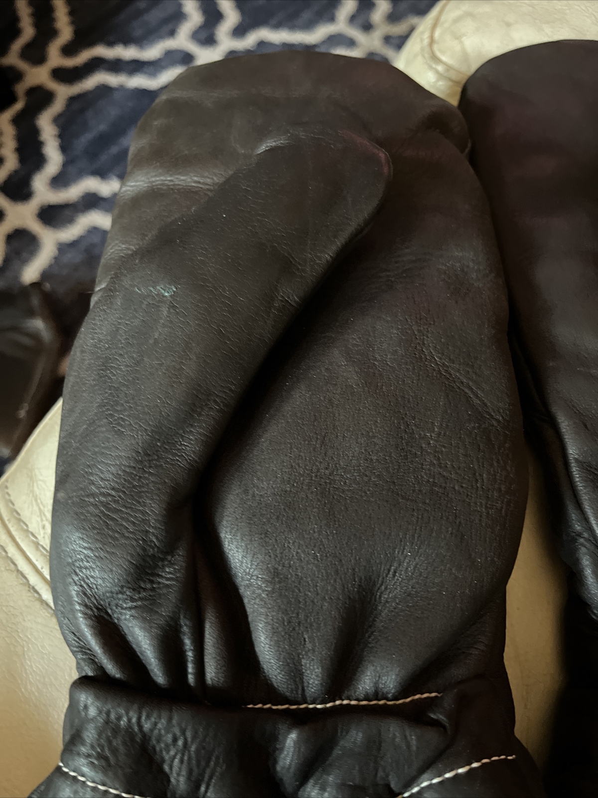 VINTAGE BLACK SOFT LEATHER CHOPPER MITTS MITTENS UNISEX MED OR LG eBay