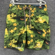 Old Navy Swim Trunks Mens Medium Green Tropical Swimwear Board Shorts Hawaiian