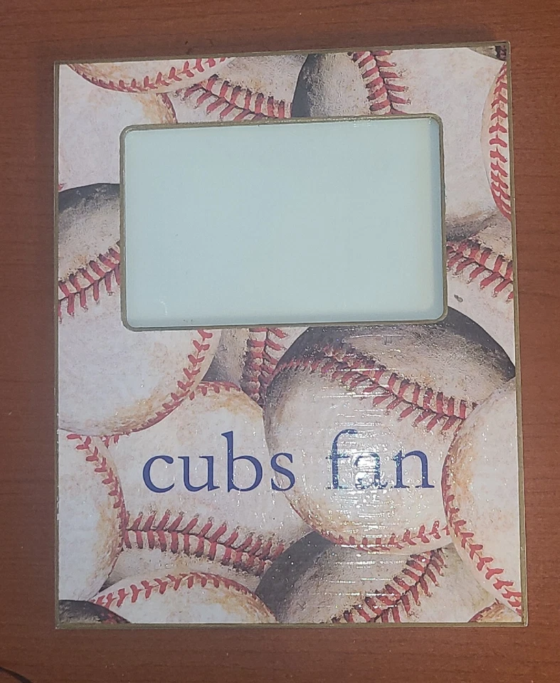 Chicago Cubs Baseball Picture Frame For 3.5x5.5 Photo. Plaque Is 8x10 Wood. - Image 4 of 4