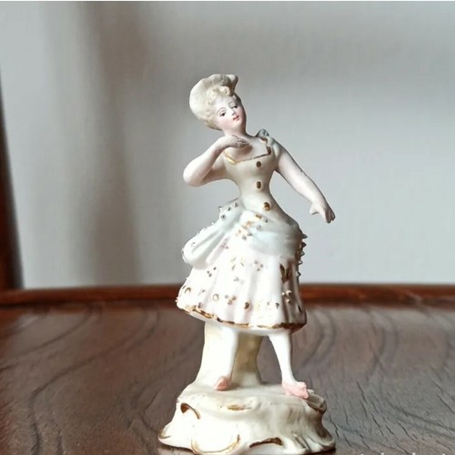 Antigua y preciosa figura de finísima porcelana biscuit * dama con sombrero - 第 1/10 張圖片