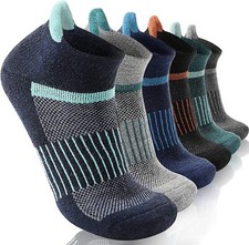 6 Pairs Merino Wool Ankle Running Hiking Socks Compression Large, Color Mix
