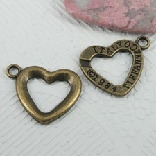 16pcs antiqued bronze color heart shaped charms EF0649