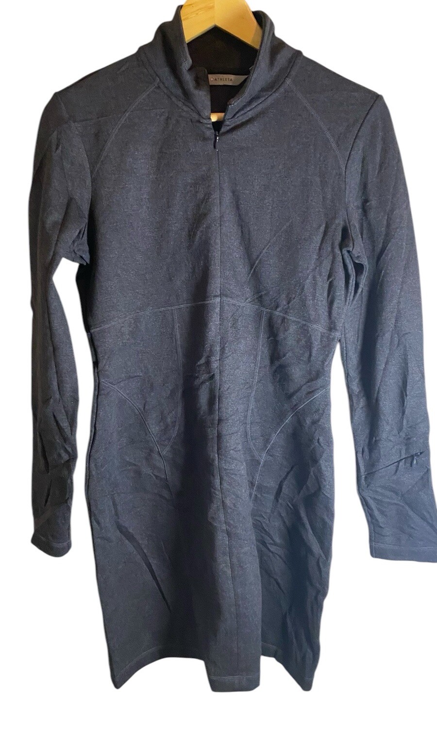 Athleta  Women’s Cassidy Scuba Zip Front Ponte Knit Long Sleeve Dress Gray Small