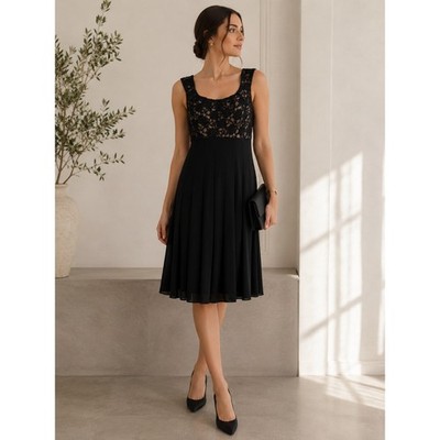 NEW Connected Apparel Black Lace Top Dress Sleeveless Cocktail Quiet Luxury 10