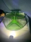 Uranium Green Depression Glass 4 piece set with Gold Trim "GLOWS"