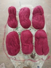 5 Skeins Fuzzy Merino Wool Yarn Raspberry Approx. 32g ea 200g Total