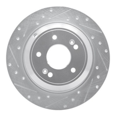 R1 Concepts Rear Left Drilled & Slotted Brake Rotor for Kia Stinger & Genesis