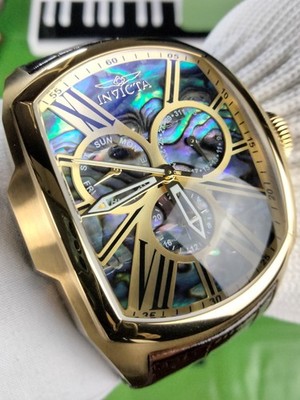 Invicta Lupah Men's Multi-Function Watch Abalone Dial 46.8 mm, Gold, Brown 35193
