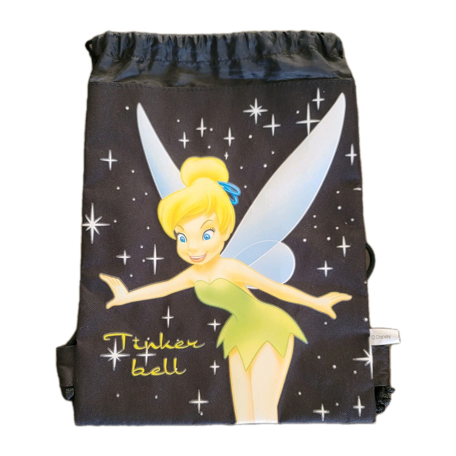 Disney Tinker Bell Black Drawstring Backpack Tote… - image 1