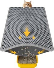 Cat Litter Mat, 23.2 x 14.6 in, Waterproof, Non-Slip, Grey Litter Trapping Mat