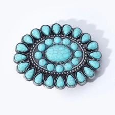 New Women Belt Buckle Oval Turquoise Bohemian Style