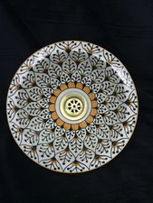 NEW Moroccan Ceramic Sink Basin Round Hand-painted 10” FEZ Morocco Black Orange