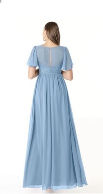 Azazie Steele Blue Maternity Chiffon Bridesmaid Dress Short Sleeve A6 | eBay