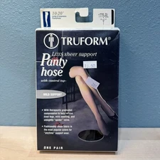 Truform Lites Sheer Pantyhose 10-20mmHg Compression Pantyhose 1775-BL Black Tall