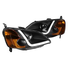 For Honda Civic 2001-2003 Lumen Black Led Drl Bar Projector Headlights