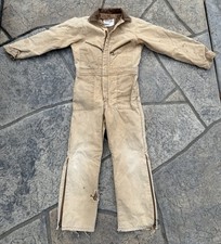 Vintage Walls Blizzard-Pruf Youth 16R Coveralls Tan Canvas Insulated USA