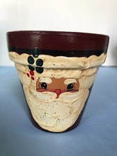 Handpainted 4" SANTA Ceramic Flower Pot #SD