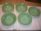 (KK) Set of 5 Vintage Fire King Jadeite Jade Green 6" Glass Cereal Bowls