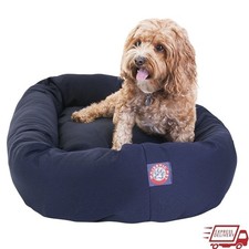 Cozy Round Dog Bed Plush Bolster Waterproof Washable High Loft Pet Bed New