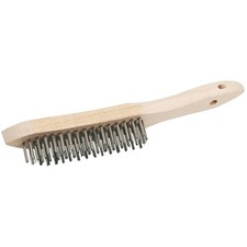 Image of Draper Stainless Steel 4 Row Wire Scratch Brush 310mm Beech Wooden Handle 50931