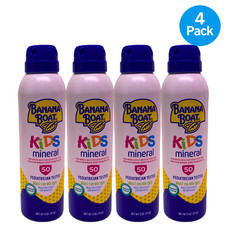 Banana Boat Kids Mineral Sunscreen Lotion Spray Broad Spectrum SPF 50 5 oz 4 Pac