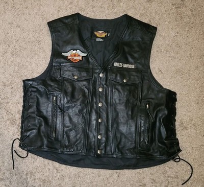 Harley Davidson Black Leather Vest Harley Davidson Men's Piston II