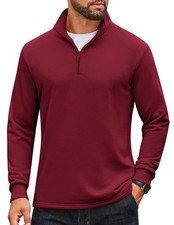 Men's 1/4 Zip Pullover Long Sleeve Mock Neck Quilted Sweatshirts