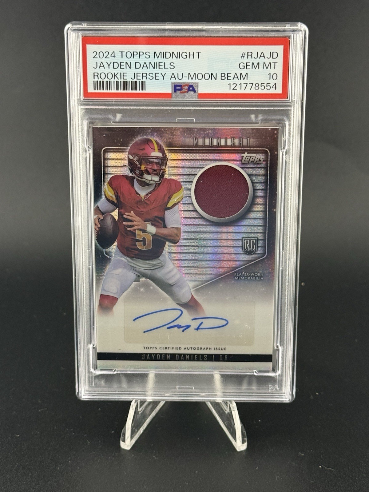 Jayden Daniels Topps Midnight Rookie Jersey Autographs #RJAJD Moon Beam