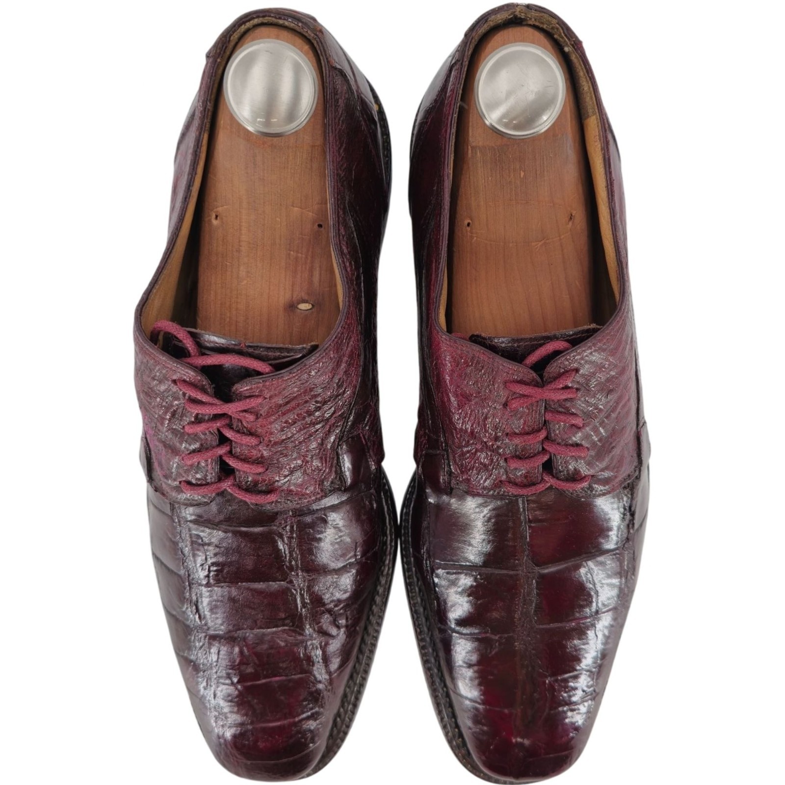 Vintage Mauri Burgundy Alligator Ostrich Exotic Dress Shoes 11.5M Derby Oxfords
