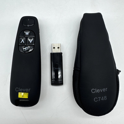 Clever C748 Wireless Presenter Remote Control Presentation USB Dongle Case Laser