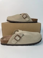 KIDMI Suede Mules Wmns Sz 8.5 Cork Ortho Footbed Potato Clog Shoes Taupe