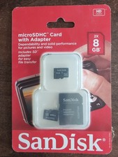 San Disk Micro SDHC Card With Adapter 2X 8 GB New In Package