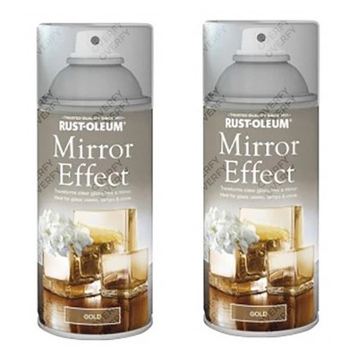 x2 Rust-Oleum Spiegeleffekt Sprühfarbe Gold Glanz Finish Kunst und Handwerk 150ml