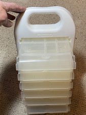 Akro-Mils Storage Cases 6 Clear Divided Cases White Wall Holder sewing crafting